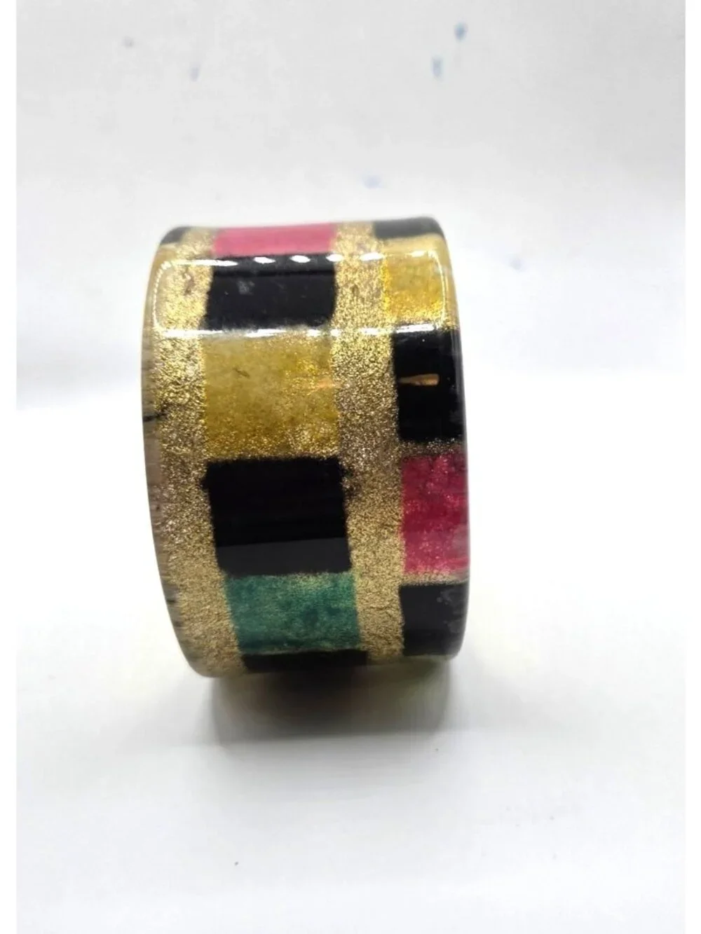 Vintage Multicolor Geometric Resin Cuff Bracelet